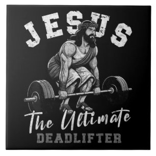 Jezus De Ultieme Deadlifter Funny Christelijk Tegeltje