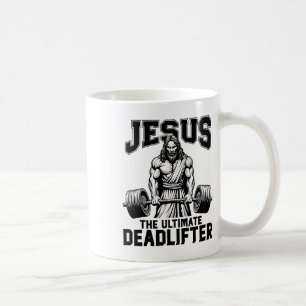 Jezus De Ultieme Deadlifter Funny Christelijk Werk Koffiemok