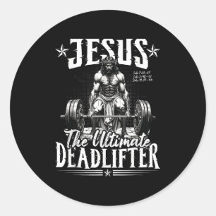 Jezus de ultieme deadlifter Jezus deadlifting Ch Ronde Sticker