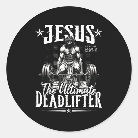 Jezus de ultieme deadlifter Jezus deadlifting Ch Ronde Sticker (Voorkant)