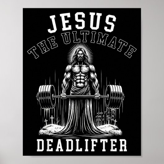 Jezus De Ultieme Deadlifter - Jezus Deadlifting Poster (Voorkant)
