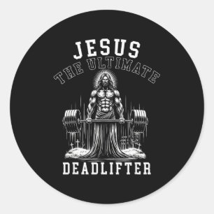 Jezus De Ultieme Deadlifter - Jezus Deadlifting  Ronde Sticker