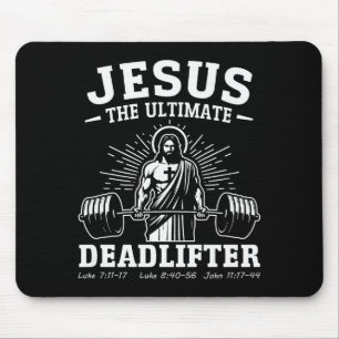 Jezus De Ultieme Deadlifter (op rug) Muismat