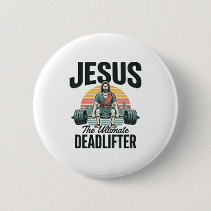Jezus De Ultieme Deadlifter Vintage Ronde Button 5,7 Cm