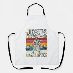 Jezus De Ultieme Deadlifter Vintage Vector Ontwerp Schort