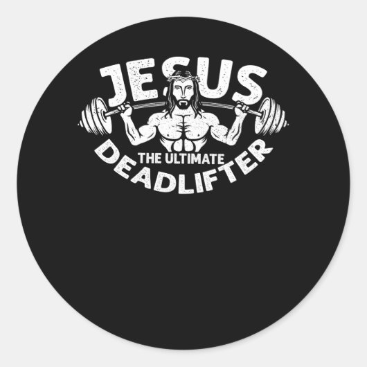 Jezus De ultieme dode oplichter Gym Fitness Athlet Ronde Sticker (Voorkant)