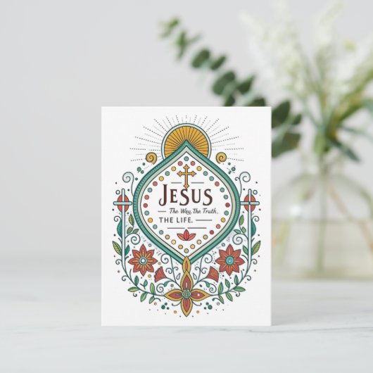 Jezus: De Weg, de Waarheid, het Leven Feestdagenkaart (Staand voorkant)
