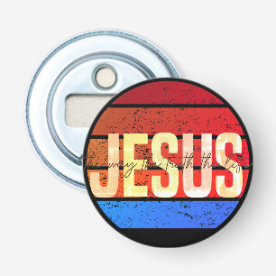 Jezus, De Weg, De Waarheid, Het Leven Retro Zonson Button Flesopener