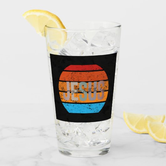 Jezus, De Weg, De Waarheid, Het Leven Retro Zonson Glas (Voorkant ijs)