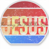 Jezus, De Weg, De Waarheid, Het Leven Retro Zonson Sticker (Voorkant)