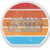 Jezus, De Weg, De Waarheid, Het Leven Retro Zonson Sticker (Voorkant)