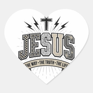 Jezus De Weg De Waarheid Het Leven Vintage Christe Hart Sticker