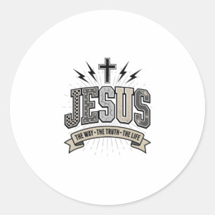 Jezus De Weg De Waarheid Het Leven Vintage Christe Ronde Sticker