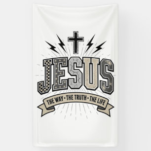 Jezus De Weg De Waarheid Het Leven Vintage Christe Spandoek