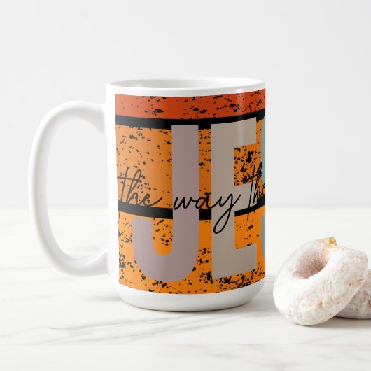 Jezus, de weg van de waarheid en het leven zonsond koffiemok (Met donut)