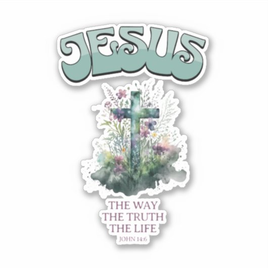 Jezus, De weg, Waarheid & Leven Christelijke Stick Sticker (Voorkant)