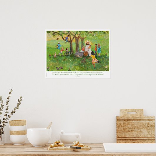 Jezus deelt de gemeenschap met kinderen poster (Keuken)