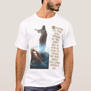 Jezus Defetting Satan en Joshua 24:15 T-shirt