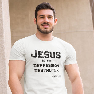 Jezus Depressie Vernietiger Leven Christelijk Lich T-shirt