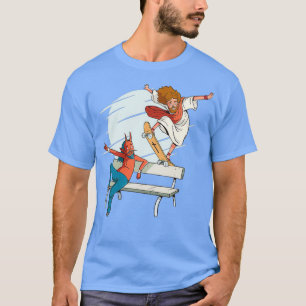 Jezus Devil Jesus en het duivelse kruisskateboard T-shirt