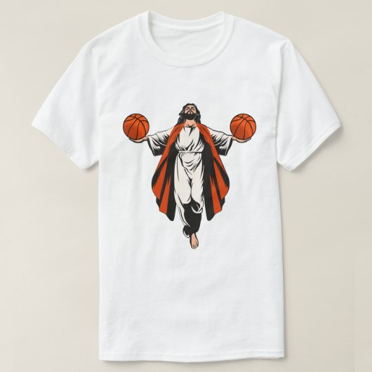 Jezus die basketbal speelt t-shirt (Design voorkant)