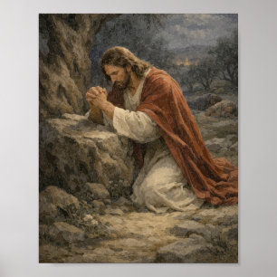 Jezus die bidt in de Hof Poster – Gethsemane Nacht