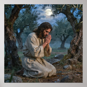 Jezus die bidt in de Hof posters en prints