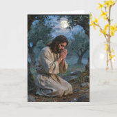  Jezus die bidt Kaart (Gele Bloem)