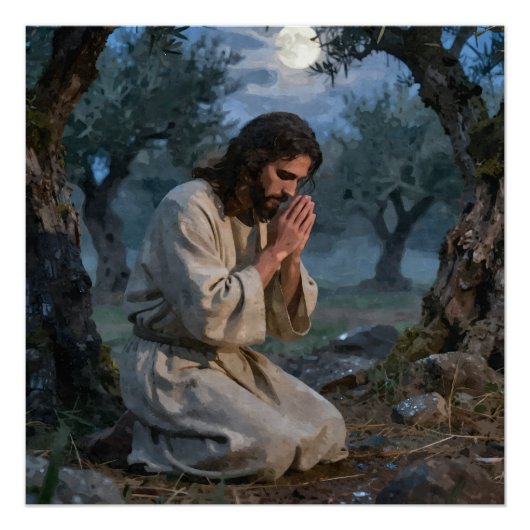 Jezus die bidt Perfect Poster (Voorkant)