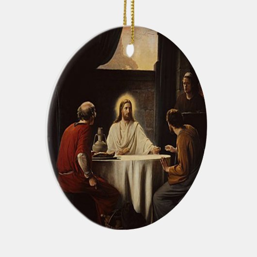 Jezus die brood afbreekt met een schilderij keramisch ornament (Rechts)
