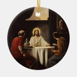 Jezus die brood afbreekt met een schilderij keramisch ornament