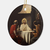 Jezus die brood afbreekt met een schilderij keramisch ornament (Links)