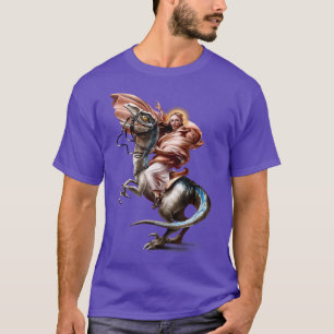 Jezus die de Alpen oversteekt op Raptor Dinosaur,  T-shirt