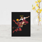 Jezus die de duivel basketballer Dunk oversteekt Kaart (Gele Bloem)