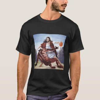 Jezus die de duivel Christelijk oversteekt T-shirt