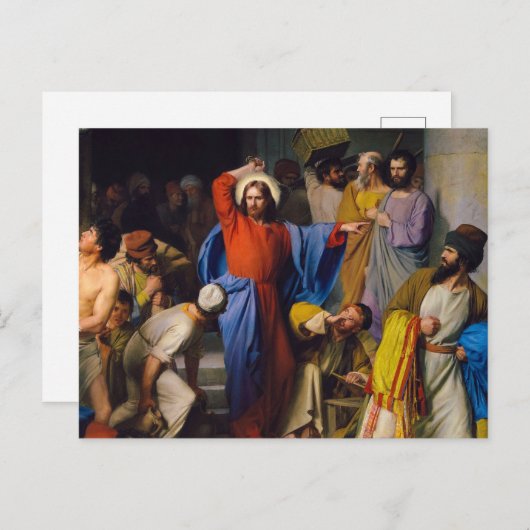 Jezus die de tempel schoonmaakt door Carl Bloch Briefkaart (Voorkant / Achterkant)