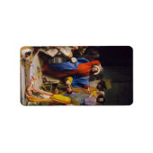 Jezus die de tempel schoonmaakt door Carl Bloch Etiket (Voorkant)