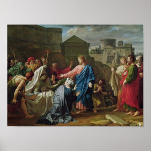 Jezus die de zoon van de weduwnaar van Naim opnieu Poster