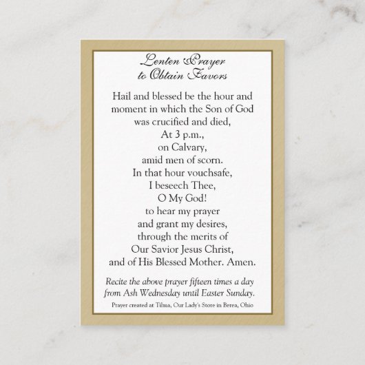 Jezus die een kruisgebed heeft voor de religieuze  informatiekaartje (Achterkant)