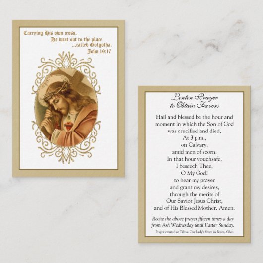 Jezus die een kruisgebed heeft voor de religieuze informatiekaartje (Voorkant / Achterkant)