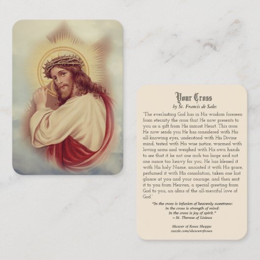Jezus die een kruisgebed heeft voor de religieuze  visitekaartje (Voorkant / Achterkant)