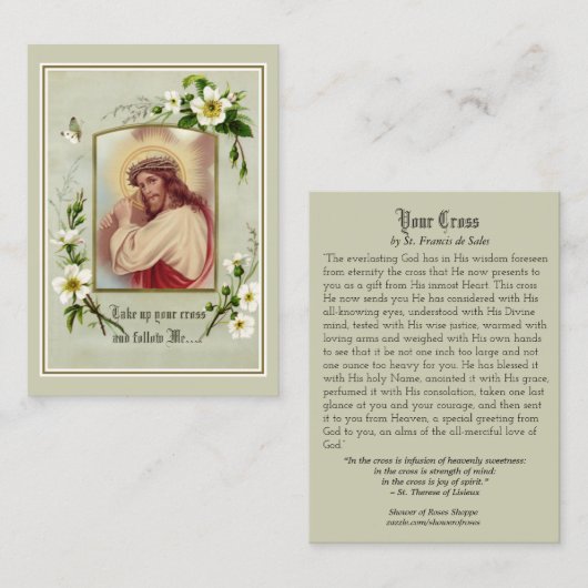 Jezus die een kruisgebed heeft voor de religieuze  visitekaartje (Voorkant / Achterkant)