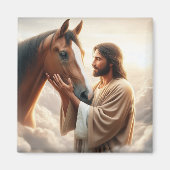 Jezus die een paard troost in de hemel magneet (Voorkant)