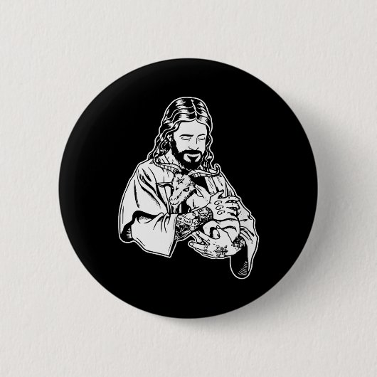 Jezus die geit Baphomet vasthoudt Occulte Satanisc Ronde Button 5,7 Cm (Voorkant)