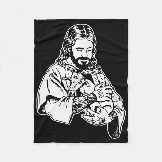 Jezus die geit vasthoudt Baphomet occulte satanisc Fleece Deken (Voorkant)