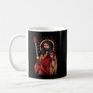 Jezus die heavy metal gitaar speelt koffiemok