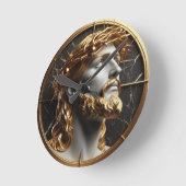 Jezus die in de hemel kijkt met doornen ronde klok (Hoek)