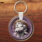 Jezus die in de hemel kijkt met doornen sleutelhanger (Voorkant)