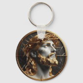 Jezus die in de hemel kijkt met doornen sleutelhanger (Voorkant)