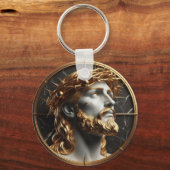 Jezus die in de hemel kijkt met doornen sleutelhanger (Voorkant)